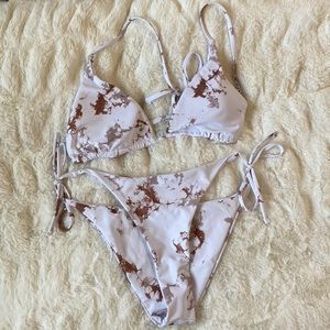 Brown & White Zaful bikini top and bottoms